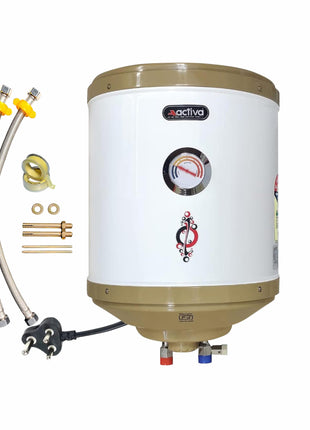 ACTIVA 2 KVA 25 L Storage Geyser ABS Top Bottom, 0.75 mm SS Tank with Temperature Meter Anti Rust Coated Body (IVORY) 