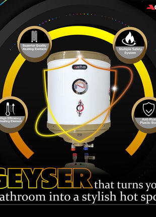 ACTIVA 2 KVA 25 L Storage Geyser ABS Top Bottom, 0.75 mm SS Tank with Temperature Meter Anti Rust Coated Body (IVORY) 