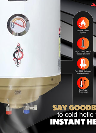 ACTIVA 2 KVA 25 L Storage Geyser ABS Top Bottom, 0.75 mm SS Tank with Temperature Meter Anti Rust Coated Body (IVORY) 