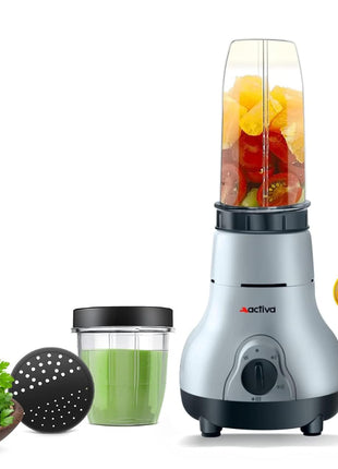 ACTIVA Easy Mix Nutri 2 Jar Mixer Grinder for Smoothies, Chutney & Shakes, Long Lasting Shock Proof Abs Body, Powerful 500 Watt Heavy Duty Motor With Nano Grinding Technology, 2 Years warranty-Black 