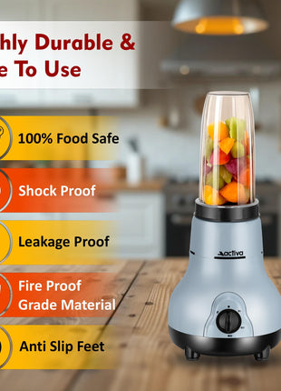 ACTIVA Easy Mix Nutri 2 Jar Mixer Grinder for Smoothies, Chutney & Shakes, Long Lasting Shock Proof Abs Body, Powerful 500 Watt Heavy Duty Motor With Nano Grinding Technology, 2 Years warranty-Black 