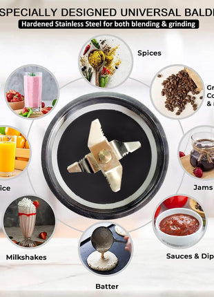 ACTIVA Easy Mix Nutri 2 Jar Mixer Grinder for Smoothies, Chutney & Shakes, Long Lasting Shock Proof Abs Body, Powerful 500 Watt Heavy Duty Motor With Nano Grinding Technology, 2 Years warranty-Black 