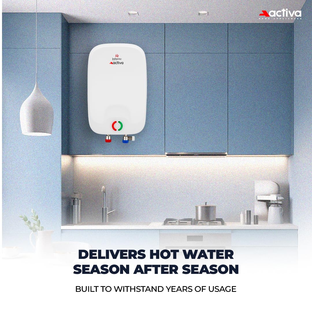 ACTIVA Inferno 6 L Instant Water Geyser | BEE 5-Star Rating | Powerful Copper Heating Element | ISI Marked | Energy Efficient | 5 Safety Protections | Compact Wall-Mounted Design | 5-Year Warranty 