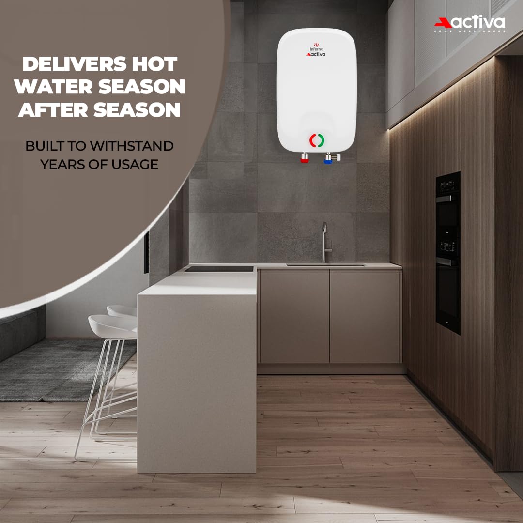 ACTIVA Inferno 6 L Instant Water Geyser | BEE 5-Star Rating | Powerful Copper Heating Element | ISI Marked | Energy Efficient | 5 Safety Protections | Compact Wall-Mounted Design | 5-Year Warranty 