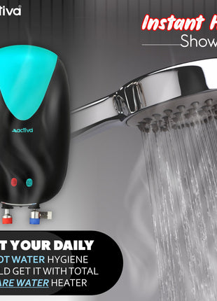 ACTIVA Instant Geyser 3 LTR 3 KVA Special Anti Rust Coated Tank, Full Abs Body Premium geyser Come With 5 Years Warranty (CD Green & Black),Wall 