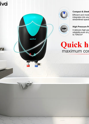 ACTIVA Instant Geyser 3 LTR 3 KVA Special Anti Rust Coated Tank, Full Abs Body Premium geyser Come With 5 Years Warranty (CD Green & Black),Wall 