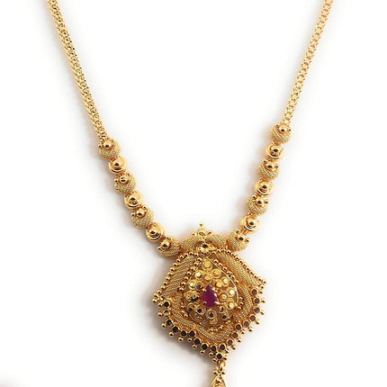 AFJ GOLD Gold 1 Gram Micro Gold Plated & Copper Traditional Designer Fashion Jewellery Stone Necklace for Women & Girls (LTT/HALL-04) (Yellow) 