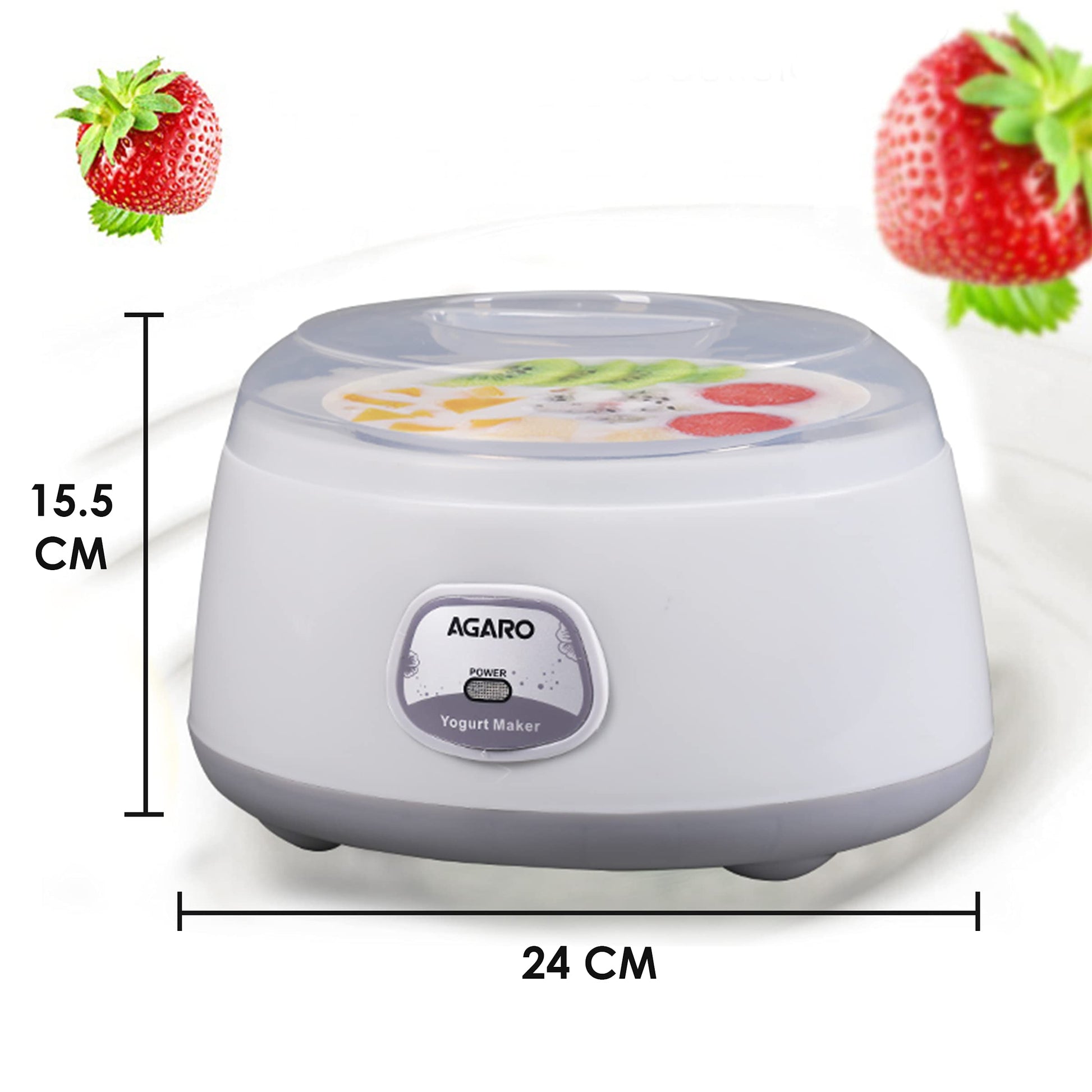 AGARO Classic Portable Yogurt Maker, 1.2L Capacity, Electric, Automatic, Grey and White. 