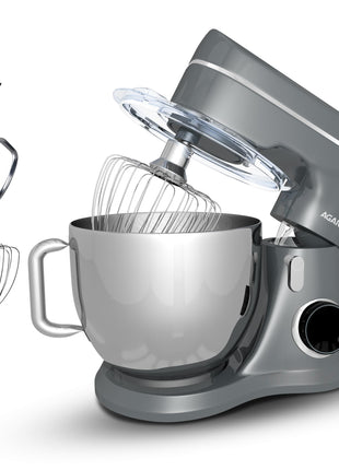 AGARO Elegant Stand Mixer, 1400W with 5.5L SS Bowl, 10 Speed Settings, Pulse Function, 100% Copper Motor, Includes Whisker, Beater, Dough Hook, Dark Grey 