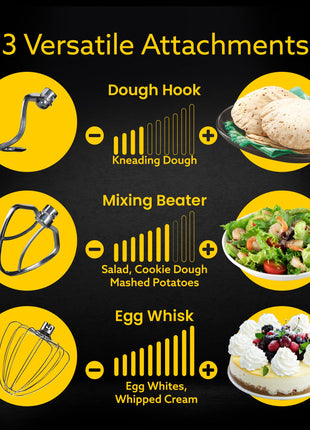 AGARO Elegant Stand Mixer, 1400W with 5.5L SS Bowl, 10 Speed Settings, Pulse Function, 100% Copper Motor, Includes Whisker, Beater, Dough Hook, Dark Grey 