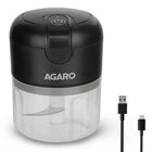 AGARO Elite Rechargeable Mini Electric Chopper, Food Grade Bowl, Stainless Steel Blades, One Touch Operation, for Mincing Garlic, Ginger, Onion, Vegetable, Meat, Nuts, 250 Ml, Black. 