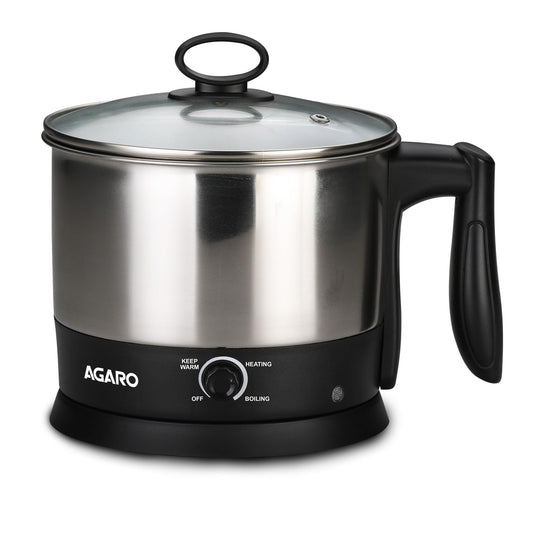 AGARO Esteem Electric Multi Kettle 1.2L, 600W, with Stainless Steel Body, Egg Rack, Grill Rack, 3 Heating Modes & Rapid Boil Technology, Boiling Water and milk, Tea, Coffee, Oats, Noodle, Soup 