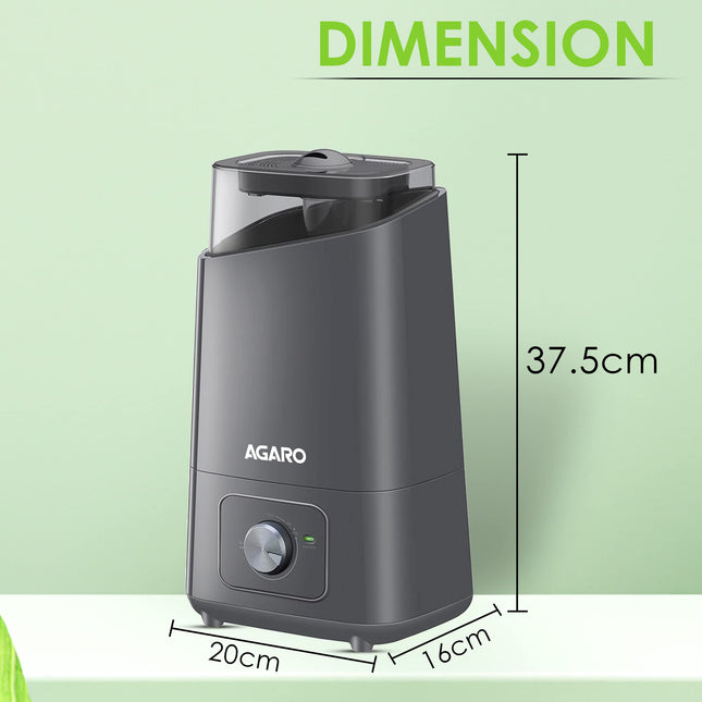 AGARO Glory Cool Mist Ultrasonic Humidifier, 4.5Litres, For Large Area, Room, Home, Office, Adjustable Mist Output, Ceramic Ball Filter, Ultra Quiet, 360° Rotatable Nozzle 