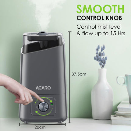 AGARO Glory Cool Mist Ultrasonic Humidifier, 4.5Litres, For Large Area, Room, Home, Office, Adjustable Mist Output, Ceramic Ball Filter, Ultra Quiet, 360° Rotatable Nozzle 