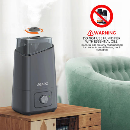 AGARO Glory Cool Mist Ultrasonic Humidifier, 4.5Litres, For Large Area, Room, Home, Office, Adjustable Mist Output, Ceramic Ball Filter, Ultra Quiet, 360° Rotatable Nozzle 