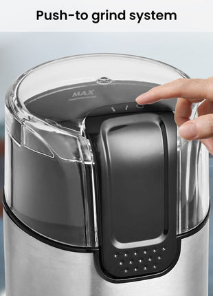 AGARO Grand Electric Coffee Grinder, Stainless Steel Blades, Grinds up to 60 Grams Dry Coffee Beans, Portable, Silver 