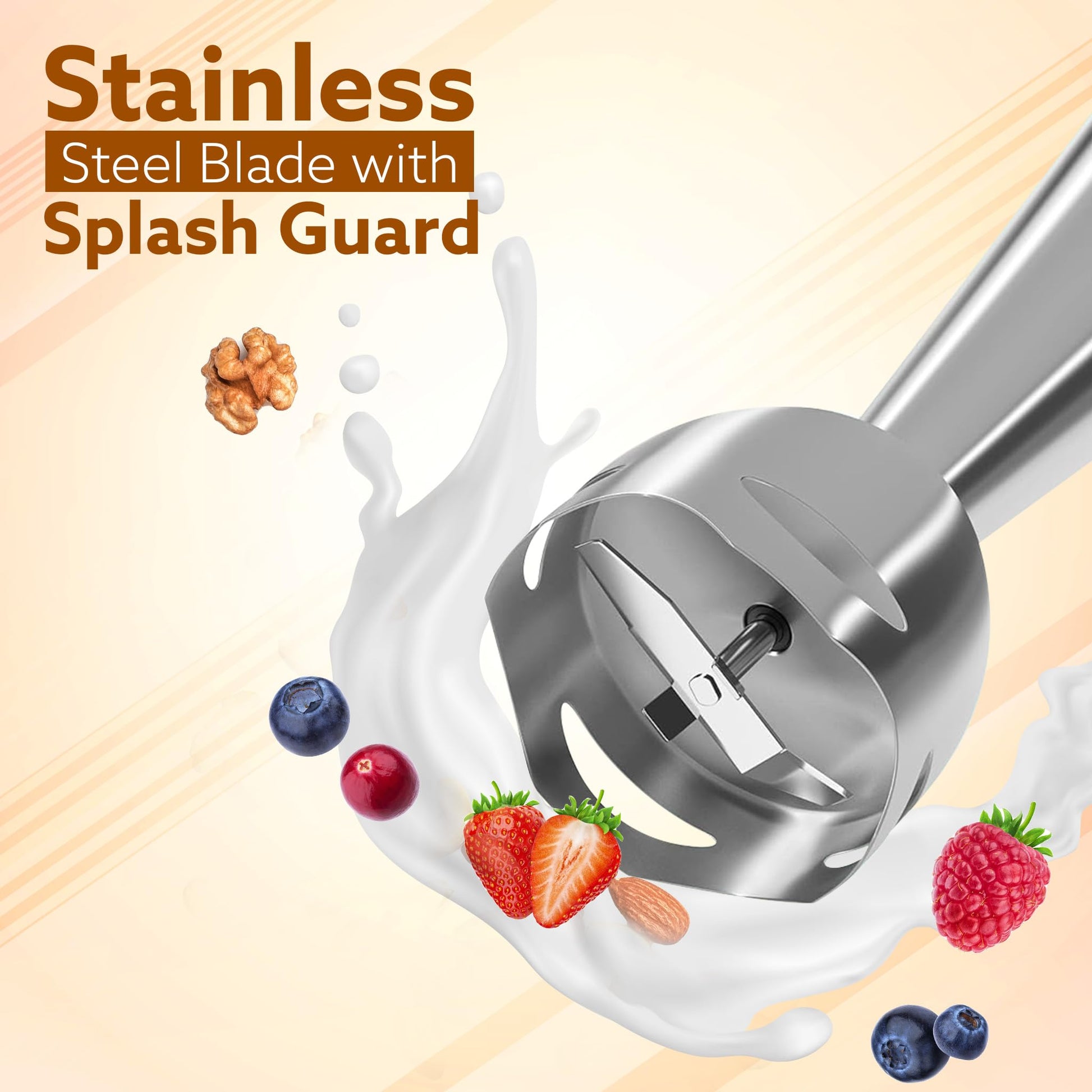 AGARO Regency Hand Blender, 600W, Variable Speed Modes & Speed Regulator, Stainless Steel Body & Blades, For Mixing, Blending. 