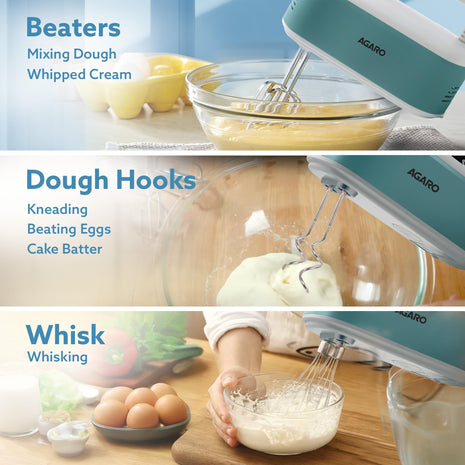 AGARO Regency Hand Mixer, Hand Mixer Blender, Detachable Beaters & Whisker/Dough Hooks, 300W, 5 Speed Settings 