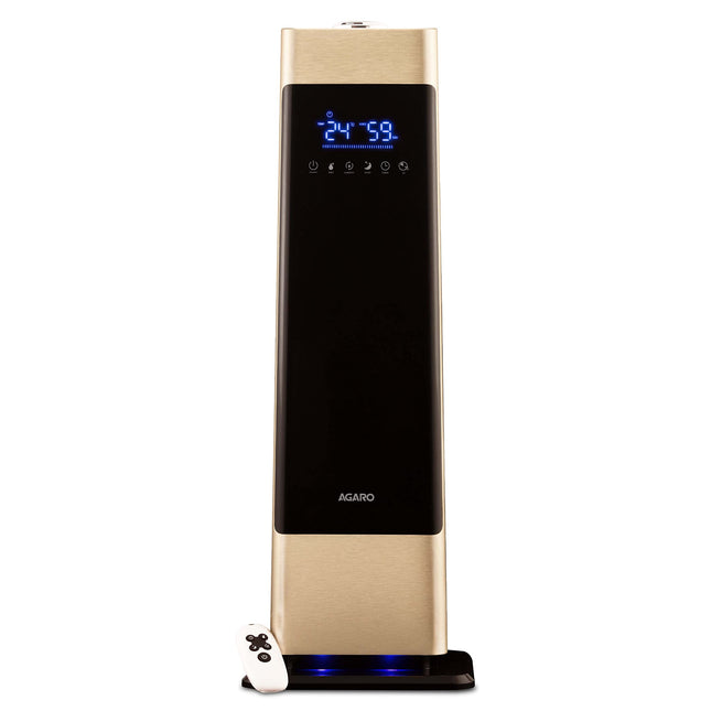 AGARO Royal Cool Mist Top Fill Ultrasonic Humidifier, For Bedroom, Home, Office, Multifunction Touch Panel With Led Diplay And Remote, 360° Nozzle, Super Quiet, Auto Shut Off(Black), 8 liter 