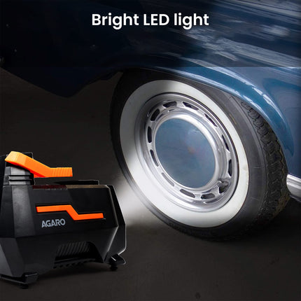 AGARO TI2157 Digital Portable Tyre Inflator/Pressure Gauge, 12V DC/230V AC for Home and Car, up to 150 PSI, LED Light, Digital Display, For Bike, Bicycles and Other Inflatables (Black). 