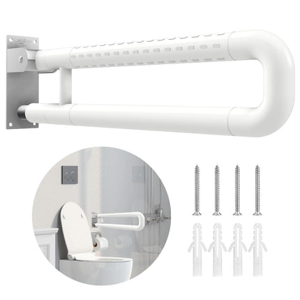 AGEasy (Max Group) Stainless Steel Flip-Up Grab Bar with Anti-Slip Nylon Grip -17 inches, Ideal for Shower, Toilet & Bedside | Space Saving Design - Safety Bar for Elderly, Handicap & Pregnancy 