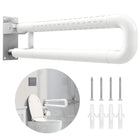 AGEasy (Max Group) Stainless Steel Flip-Up Grab Bar with Anti-Slip Nylon Grip -17 inches, Ideal for Shower, Toilet & Bedside | Space Saving Design - Safety Bar for Elderly, Handicap & Pregnancy 