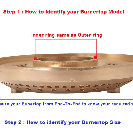 AJS spares- Brass BurnerTop for "Prestige/PREETHI/SUNFLAME/ELICA/Pigeon/Bajaj/Butterfly/USHA/WONDERCHEF/Glen/Faber" Gas Stoves | Not Suitable for HOB Stoves (Inner Ring, Flat - Big Burner Top) 