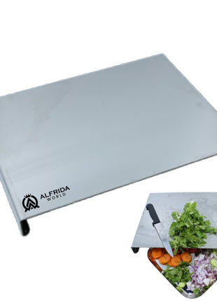 ALFRIDA WORLD Steel Chopping Board – 1st Time in India -New Launch | ISO Certified Sockist’s 202 Grade Stainless Steel Chopping Board Large | Heavy-Duty Chopping Board Steel | 30 Year Warranty (M) 