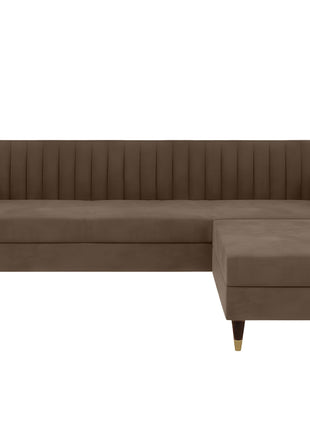 AMATA Elegant 4 Seater Sofa with Two Cushions Perfect for Home Office Guests Living Room (L Shape, Camel)(3 Year Warranty) 