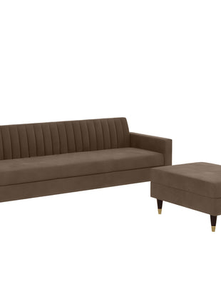 AMATA Elegant 4 Seater Sofa with Two Cushions Perfect for Home Office Guests Living Room (L Shape, Camel)(3 Year Warranty) 