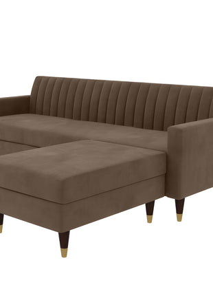 AMATA Elegant 4 Seater Sofa with Two Cushions Perfect for Home Office Guests Living Room (L Shape, Camel)(3 Year Warranty) 