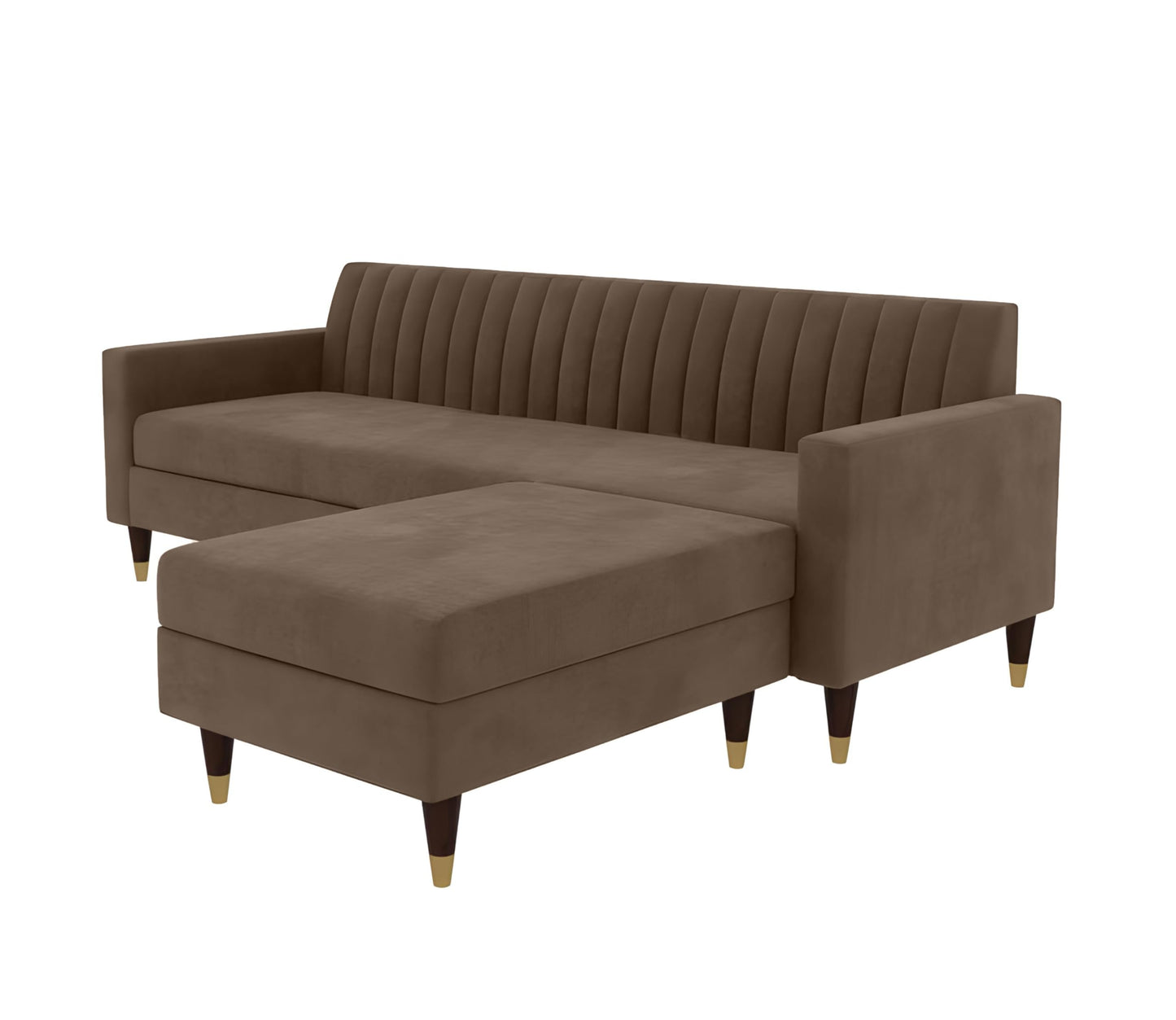 AMATA Elegant 4 Seater Sofa with Two Cushions Perfect for Home Office Guests Living Room (L Shape, Camel)(3 Year Warranty) 