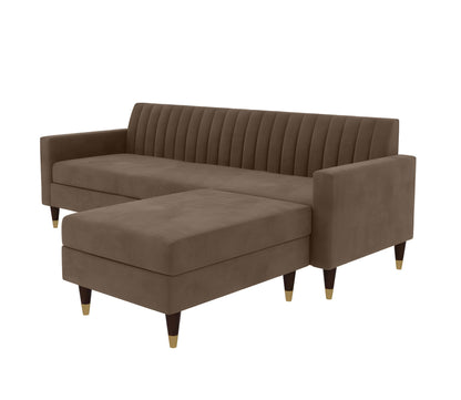 AMATA Elegant 4 Seater Sofa with Two Cushions Perfect for Home Office Guests Living Room (L Shape, Camel)(3 Year Warranty) 