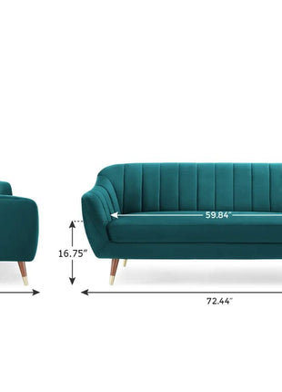 AMATA Marino 3 Seater Sofa with Two Cushions Perfect for Home Office Guests Living Room (3 Seater, Blue)(3 Year Warranty) 