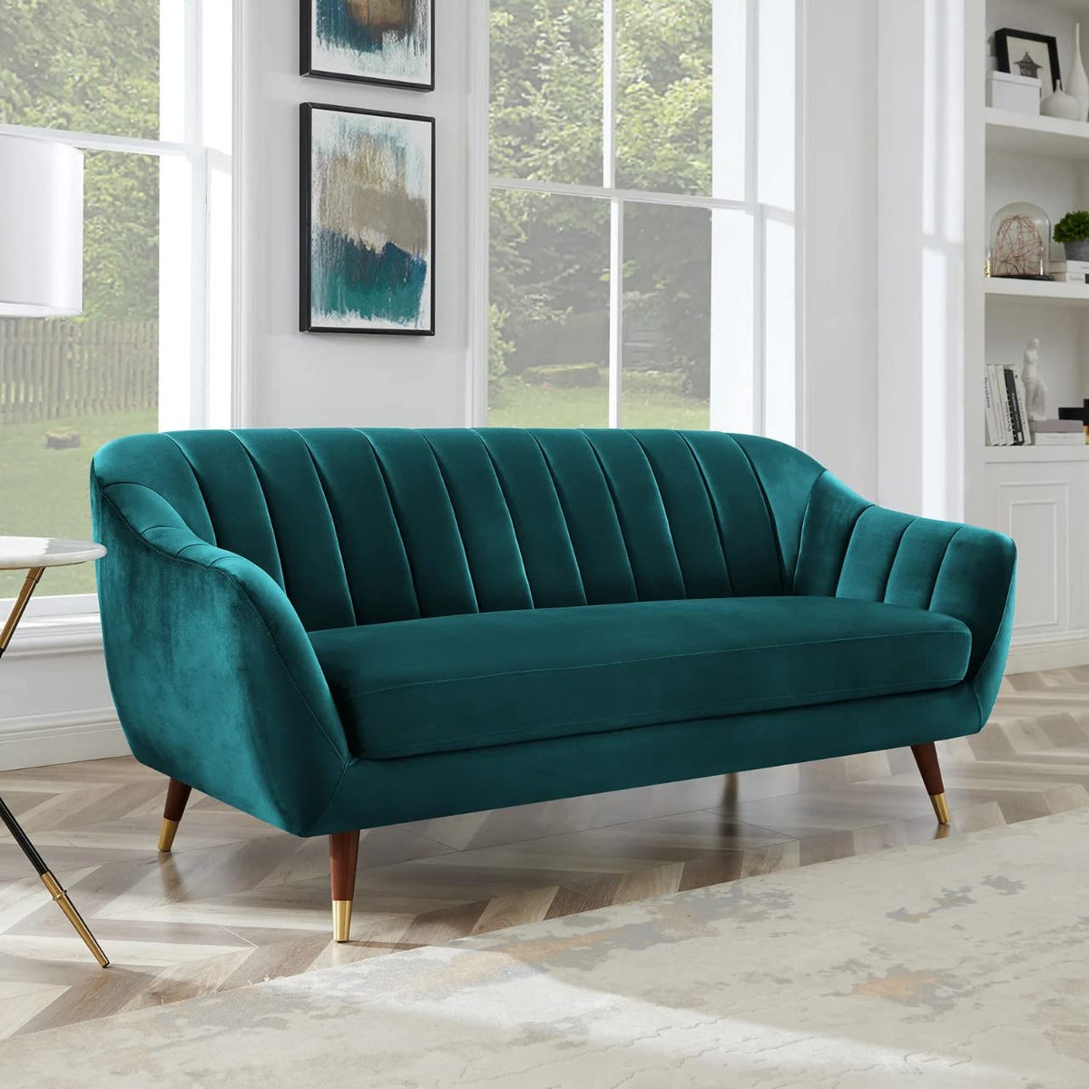AMATA Marino 3 Seater Sofa with Two Cushions Perfect for Home Office Guests Living Room (3 Seater, Blue)(3 Year Warranty) 