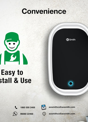 AO Smith EWS-5 White Instant Geyser 5 Litre With 3kW Express Heating | High Rise Building Bathroom & Kitchen geyser | UL Rated Wiring & Pressure Relief Valve For Ultimate Safety | 5 Year Tank Warranty 