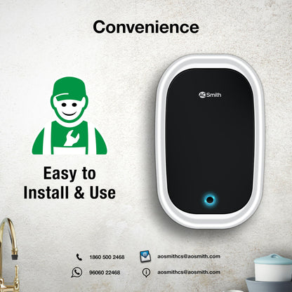 AO Smith EWS-5 White Instant Geyser 5 Litre With 3kW Express Heating | High Rise Building Bathroom & Kitchen geyser | UL Rated Wiring & Pressure Relief Valve For Ultimate Safety | 5 Year Tank Warranty 