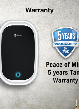 AO Smith EWS-5 White Instant Geyser 5 Litre With 3kW Express Heating | High Rise Building Bathroom & Kitchen geyser | UL Rated Wiring & Pressure Relief Valve For Ultimate Safety | 5 Year Tank Warranty 