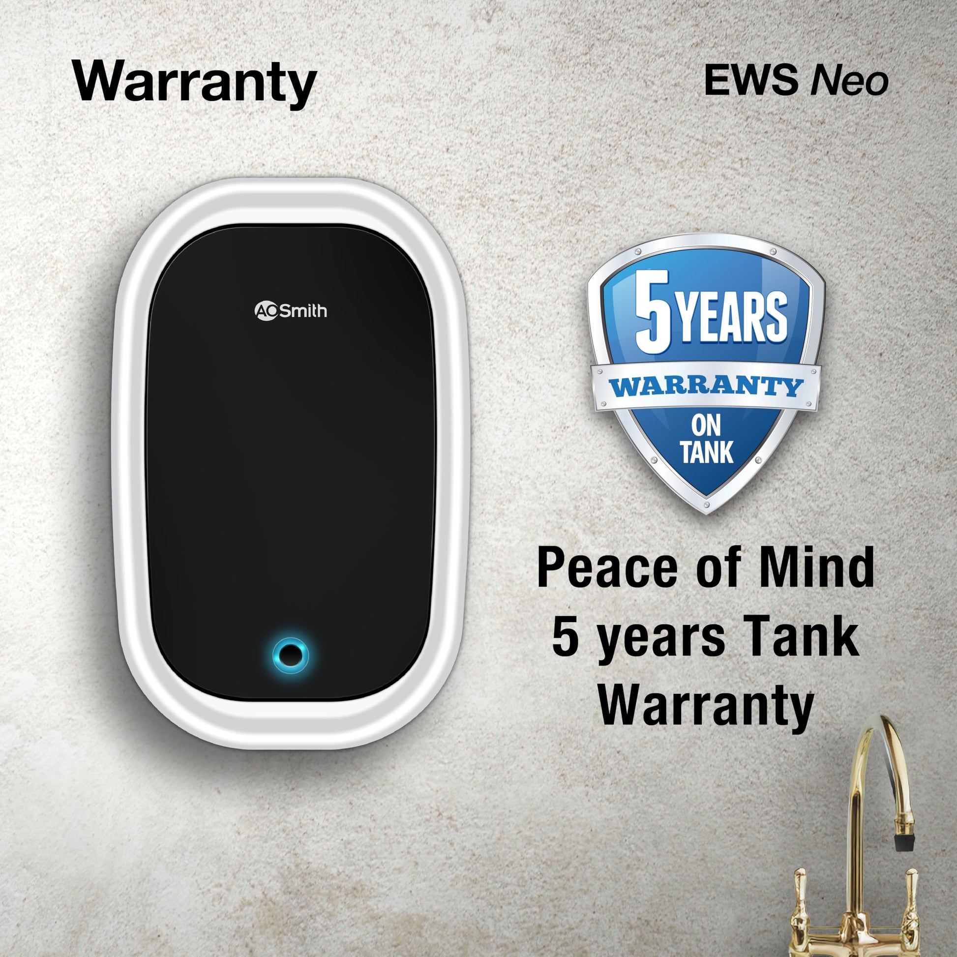 AO Smith EWS NEO-3L Instant Geyser 3 Litre With 3kW Express Heating | High Rise Building Bathroom & Kitchen geyser | UL Rated Wiring & Pressure Relief Valve For Ultimate Safety | 5 Year Tank Warranty 