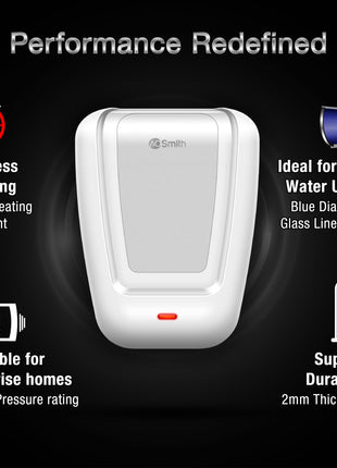 AO Smith EWS Plus Instant Water Heater 3 Litre with 3kW Incoloy Heating Element | 8 Bar Pressure Rating for High-rise Building | Instant Geyser for Kitchen & Bathroom | 5-Year Tank Warranty 