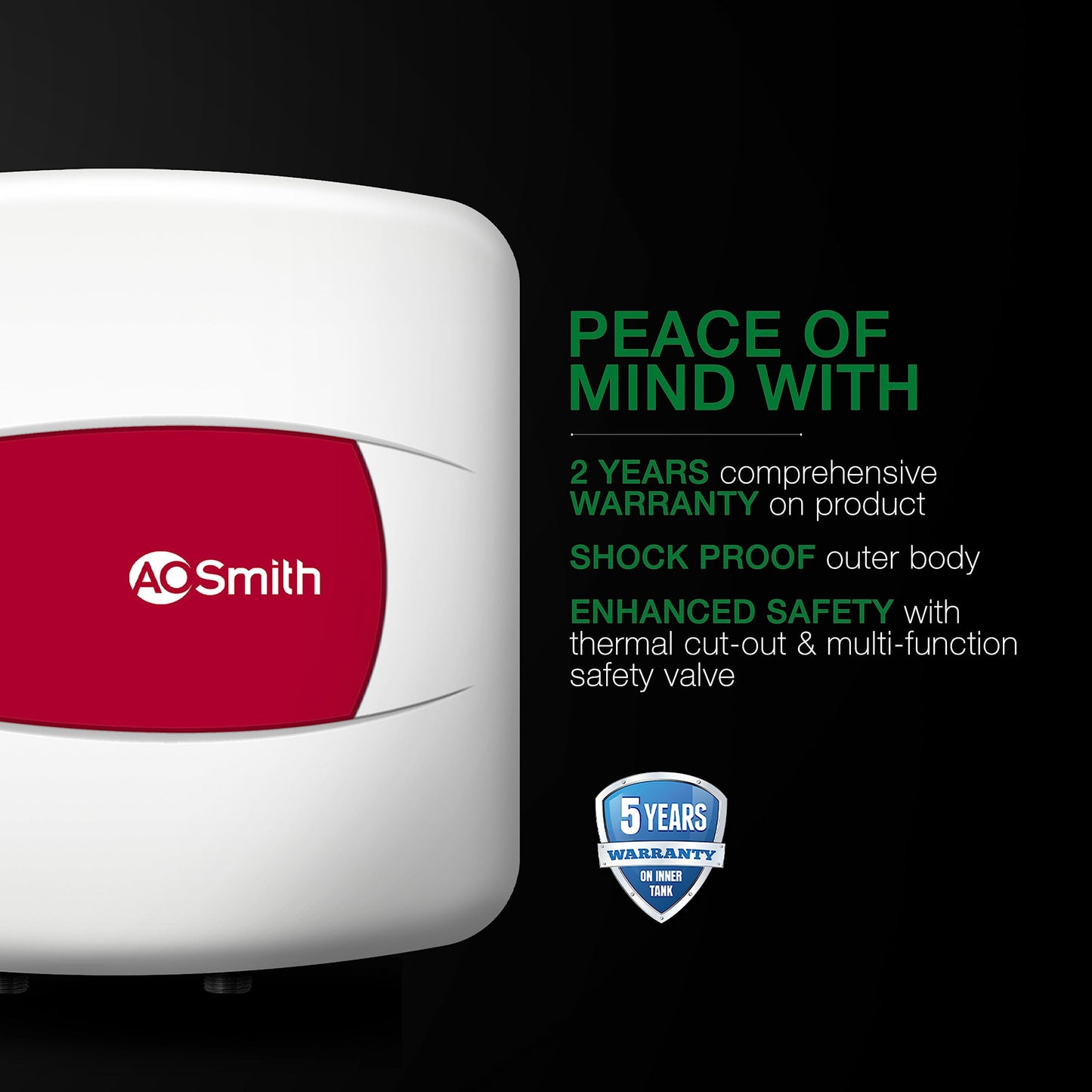 AO Smith Geyser 15 Litre 5 Star Rating (BEE) | Powerful 2KW Heating | Storage Water Heater With 2X Corrosion Resistant Blue Diamond Glass Tank | Warranty: 5 Yr Tank, 2 Yr Comprehensive | HSE-SHS-015 