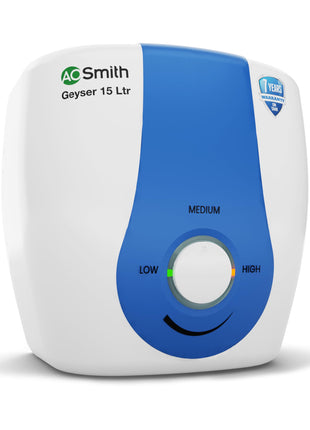 AO Smith Geyser 15 Ltr With 5 Star BEE Rating, Vertical Water Heater | Geyser 15+ Litre For High Rise Building | 7 Year Tank Warranty, 2 Year Comprehensive Warranty | SDS-GREEN-015 