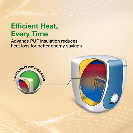 AO Smith Geyser 15 Ltr With 5 Star BEE Rating, Vertical Water Heater | Geyser 15+ Litre For High Rise Building | 7 Year Tank Warranty, 2 Year Comprehensive Warranty | SDS-GREEN-015 