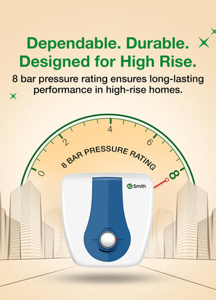 AO Smith Geyser 15 Ltr With 5 Star BEE Rating, Vertical Water Heater | Geyser 15+ Litre For High Rise Building | 7 Year Tank Warranty, 2 Year Comprehensive Warranty | SDS-GREEN-015 