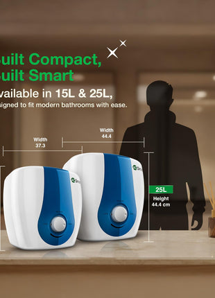 AO Smith Geyser 15 Ltr With 5 Star BEE Rating, Vertical Water Heater | Geyser 15+ Litre For High Rise Building | 7 Year Tank Warranty, 2 Year Comprehensive Warranty | SDS-GREEN-015 