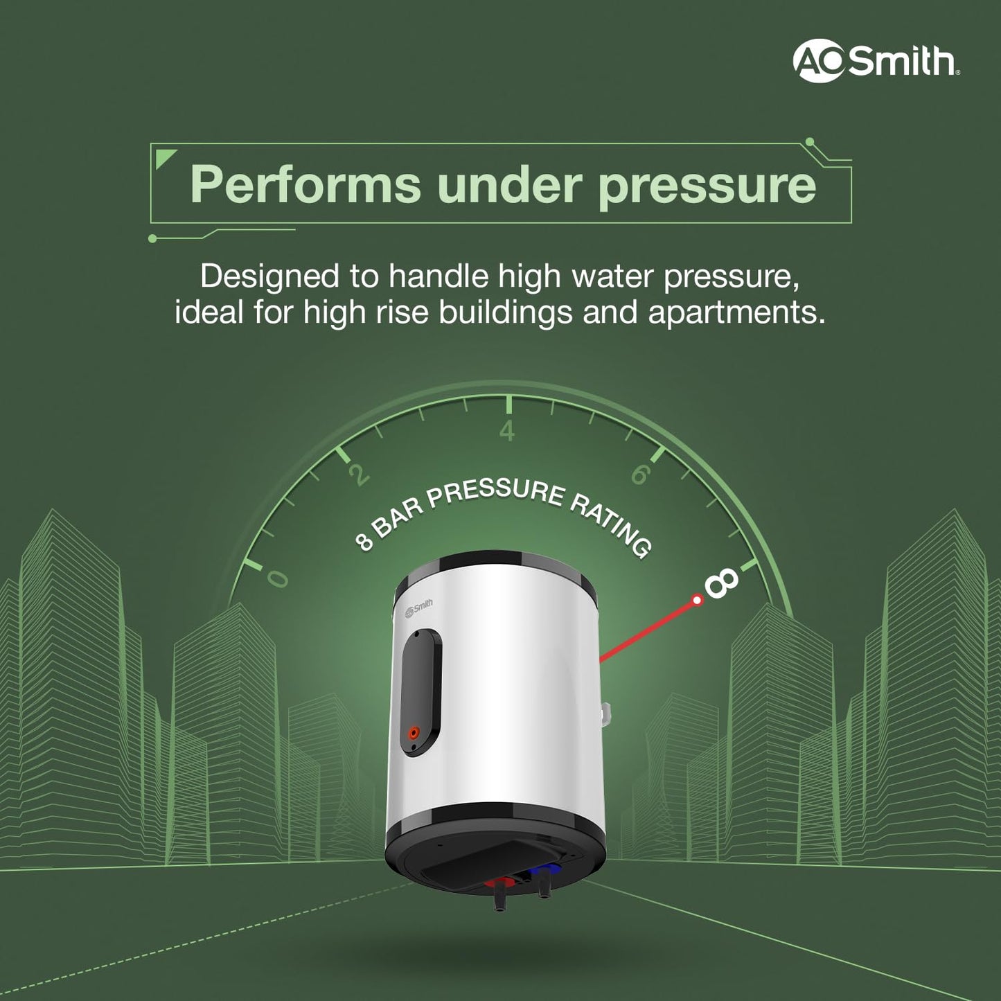 AO Smith Geyser 25 Litre 5 Star BEE Rating | 2KW | Storage Water Heater With 2X Corrosion Resistant Blue Diamond Glass Tank | Warranty: 7 Yr Tank, 3 Yr heating element & 2 Yr Overall | VAS PLUS 25L 