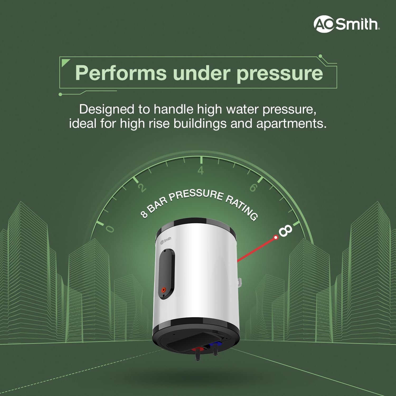 AO Smith Geyser 25 Litre 5 Star BEE Rating | 2KW | Storage Water Heater With 2X Corrosion Resistant Blue Diamond Glass Tank | Warranty: 7 Yr Tank, 3 Yr heating element & 2 Yr Overall | VAS PLUS 25L 