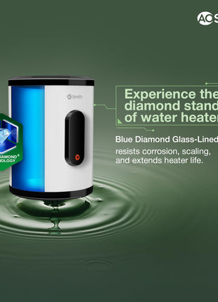 AO Smith Geyser 25 Litre 5 Star BEE Rating | 2KW | Storage Water Heater With 2X Corrosion Resistant Blue Diamond Glass Tank | Warranty: 7 Yr Tank, 3 Yr heating element & 2 Yr Overall | VAS PLUS 25L 