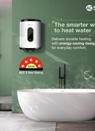 AO Smith Geyser 25 Litre 5 Star BEE Rating | 2KW | Storage Water Heater With 2X Corrosion Resistant Blue Diamond Glass Tank | Warranty: 7 Yr Tank, 3 Yr heating element & 2 Yr Overall | VAS PLUS 25L 