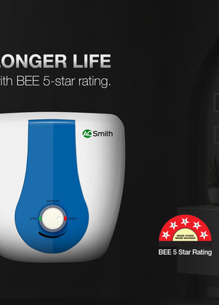 AO Smith Geyser 25 Litre 5 Star Rating (BEE), Vertical Water Heater | Geyser 25 Ltr For High Rise Building | 7 Year Tank Warranty, 2 Year Comprehensive Warranty | SDS-GREEN-025 